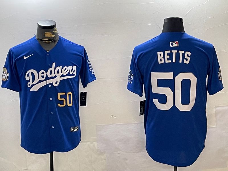 Men Los Angeles Dodgers #50 Betts Blue Game 2024 Nike MLB Jersey style 12161